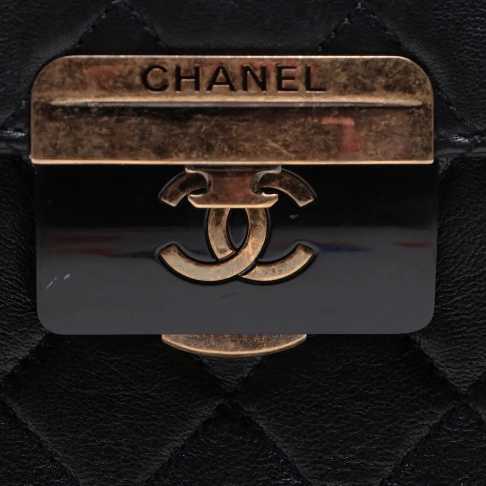 CHANEL Lambskin Quilted Beauty Lock Tote Leather Flap Medium Handbag Purse - Picture 14 of 15